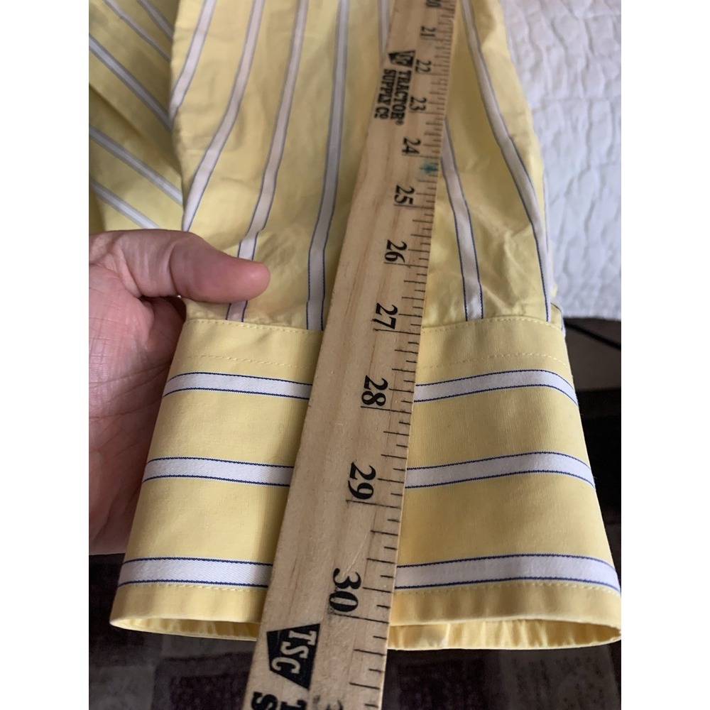 Mens XL VTG Y2K Aerocrombie & Fitch Yellow‎ Striped Muscle Button Down Shirt - Picture 8 of 9